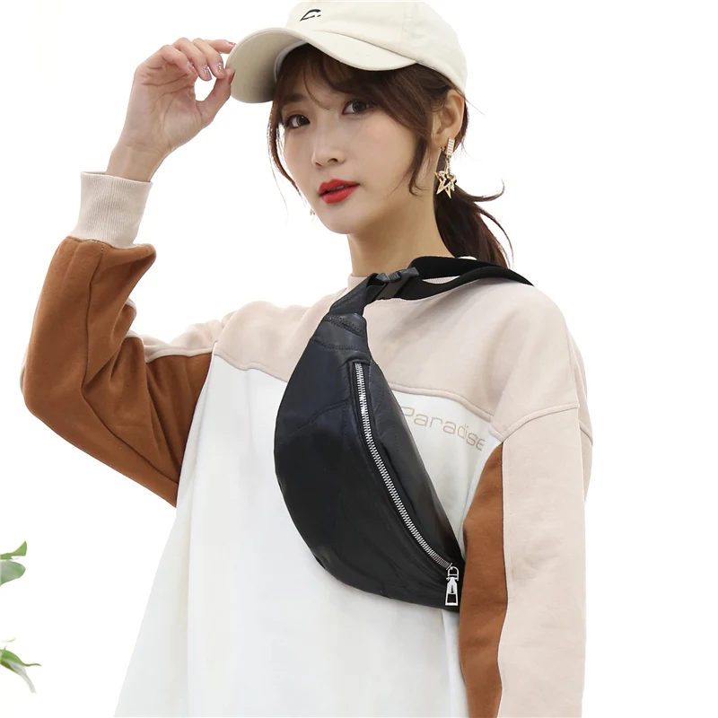 Factory wholesale price Big discount good quality Large capacity good quality soft Women running belt bag leather waist