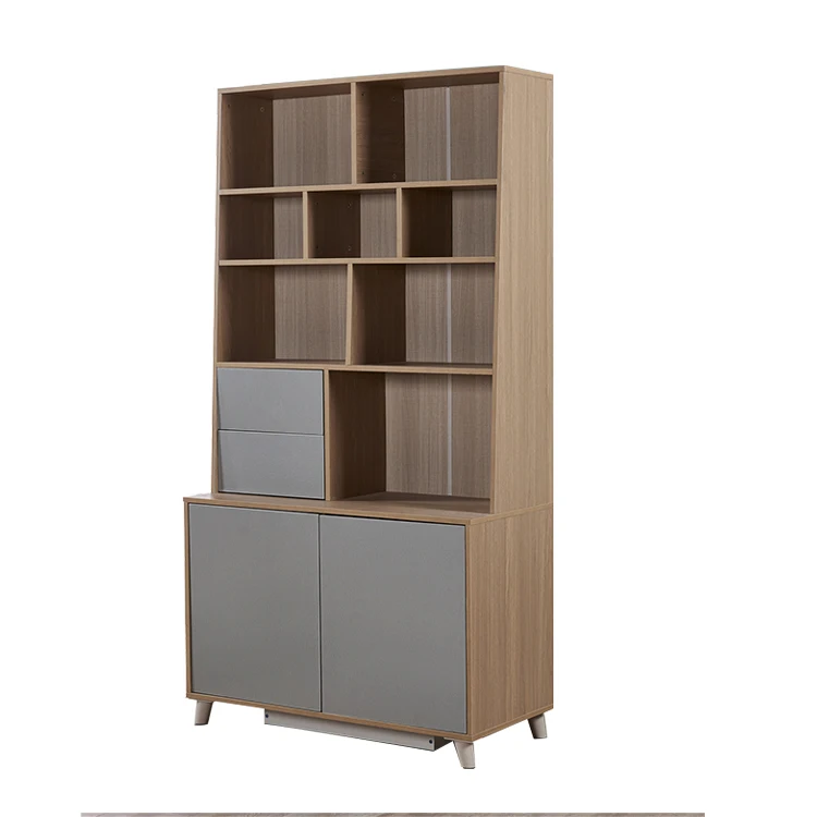 
Modern Wooden Bookcase Brown Storage MDF Book Shelf With Doors 