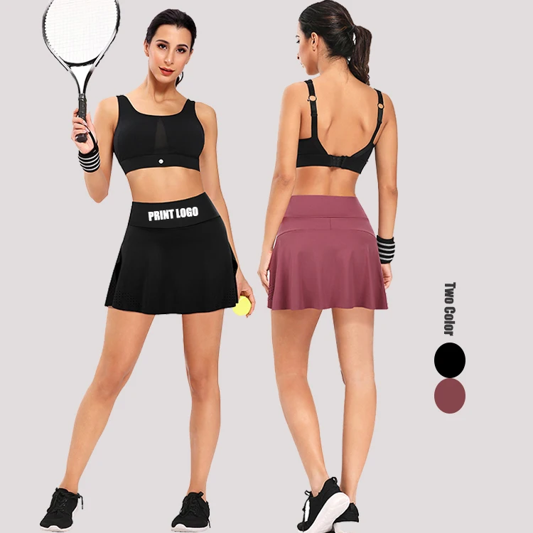 

Breathable Ruffle Hem High Waist Hollow Out Women Tennis Skirts Sportswear, As show