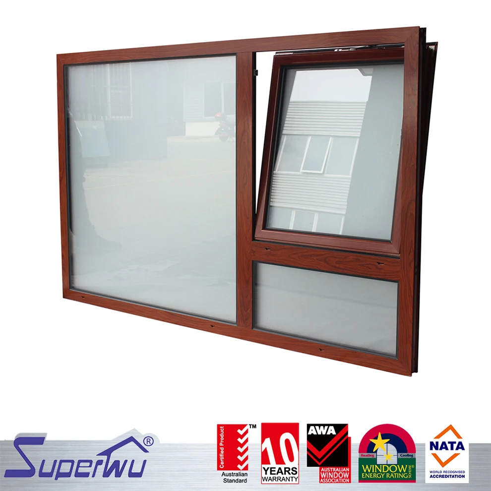 Aluminium wood grain color tilt window tilt and turn window fixed window meet Australia standard