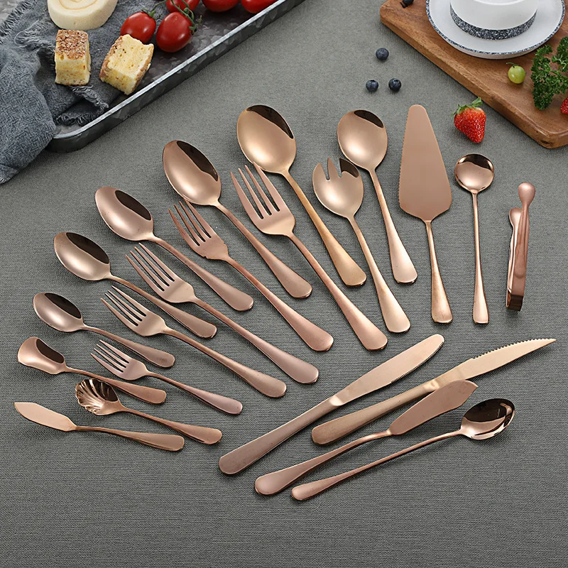 

Rose Gold Stainless Steel Flatware Restaurant Hotel Copper Cutlery Fish Knife Spoon Fork