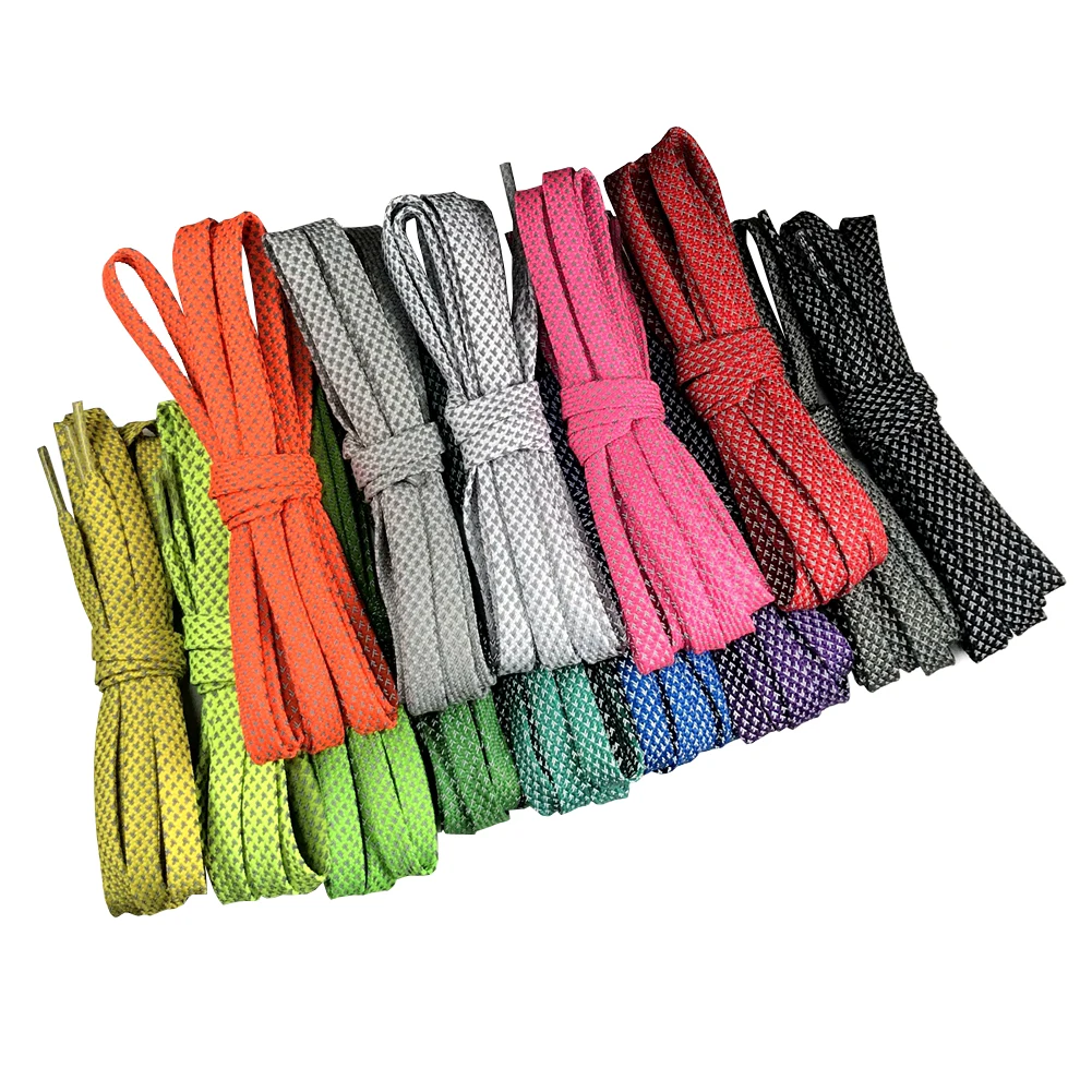 

Bulk Wholesale Custom Polyester Shoe Lace with Reflective Material Flat Shoelaces 120 CM