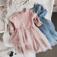 

Spring Autumn Long Sleeve Children Dresses Kids Fashion Girls Tutu Dresses Irregular Screen Dress Princess Girl Clothing