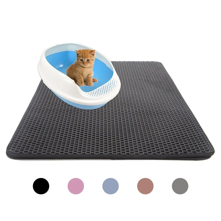 

Honeycomb Double-Layer Design Waterproof Urine Proof Cat Box Mat Kitty Litter Mat Litter Trapper Carpet, Black/brown/pink/grey/light blue or customized