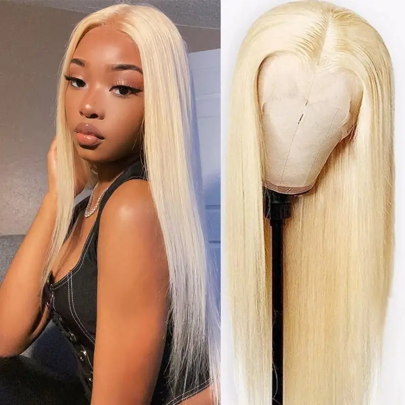 

613 Honey Blonde Color Remy Brazilian Straight Lace Front Human Hair Wig 8 - 34 inch 1B 613 Ombre Frontal Wigs for Black Women