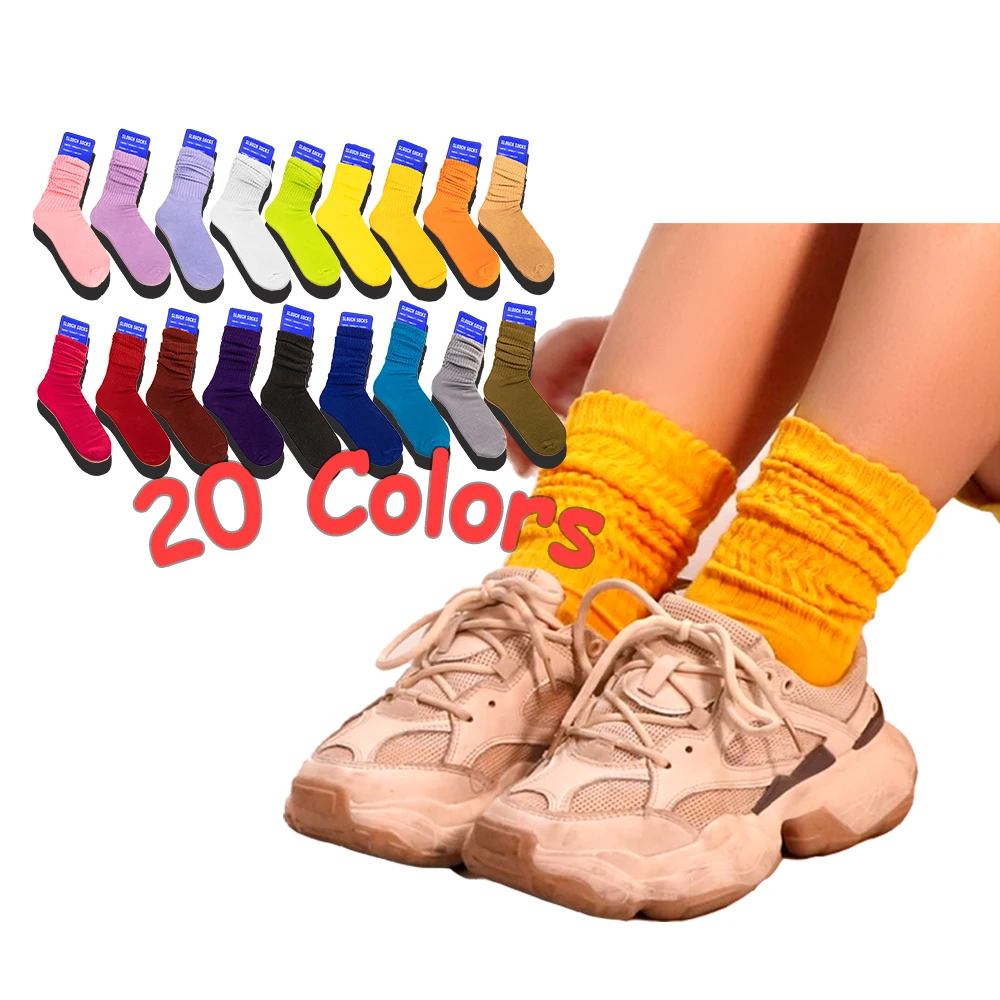 

Slouch Socks Thick Winter Long Slouch Sox for Women Cotton Crew Women Girls Terry Sole Fluorescent Color Casual Knee Knitted