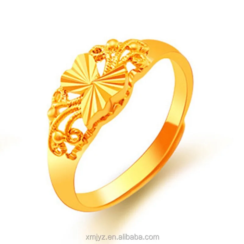 

Brass Gold-Plated Ring Female Accessories Vietnam Imitation Gold Ring Opening Small Love Flower Ring Wholesale Direct Sales