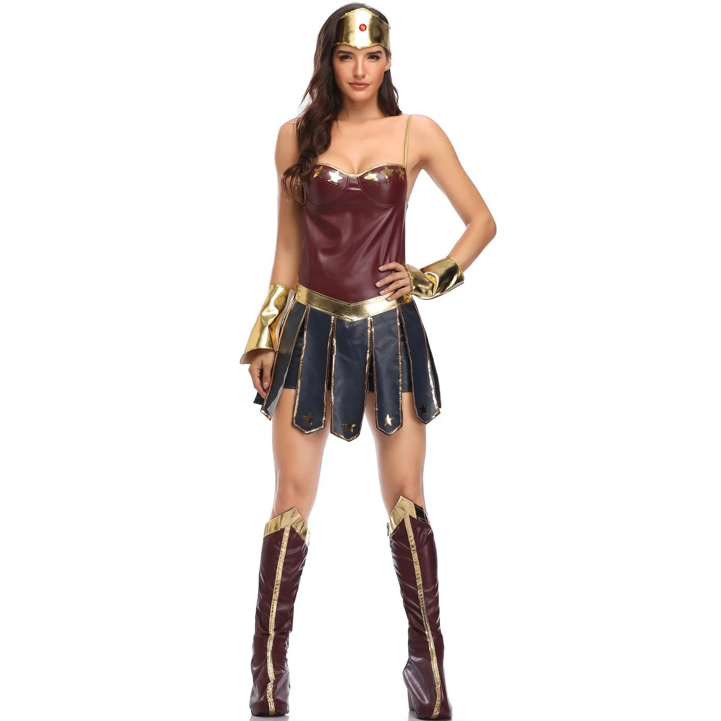 Popular Wonder Woman Costume Halloween Party Sexy Cosplay Superhero Dress Costumes For Adult 3432