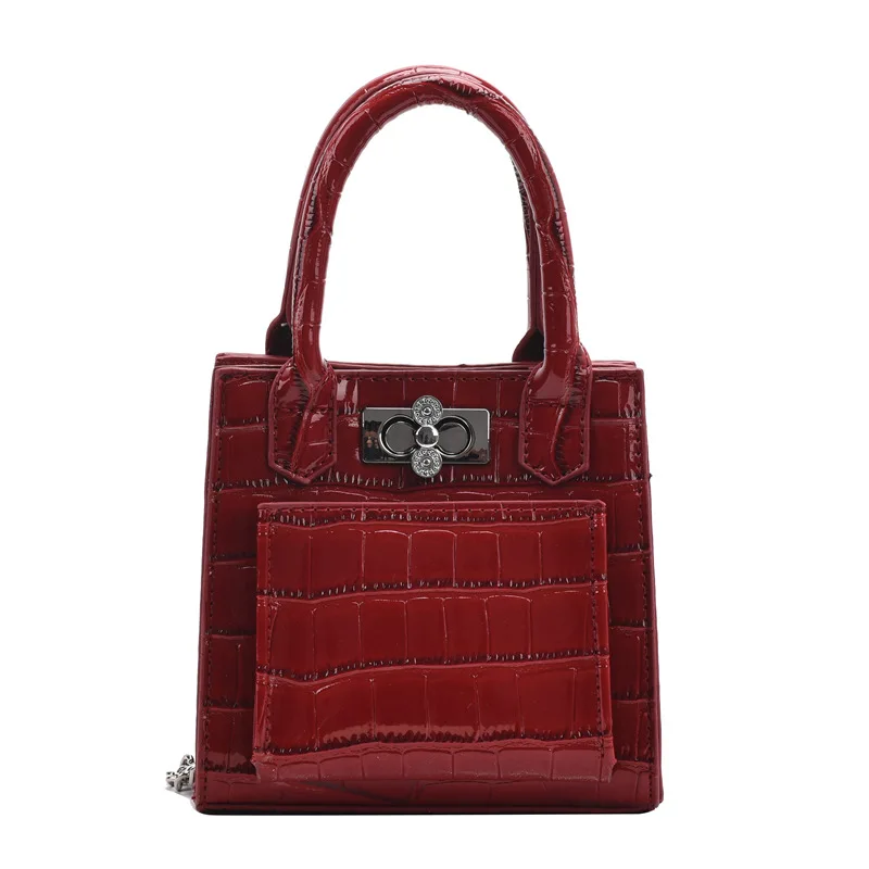 

2021 new trendy fashion crocodile pattern chain crossbody messenger female mini bag red handbag, Kaki/can choose any color in the color card