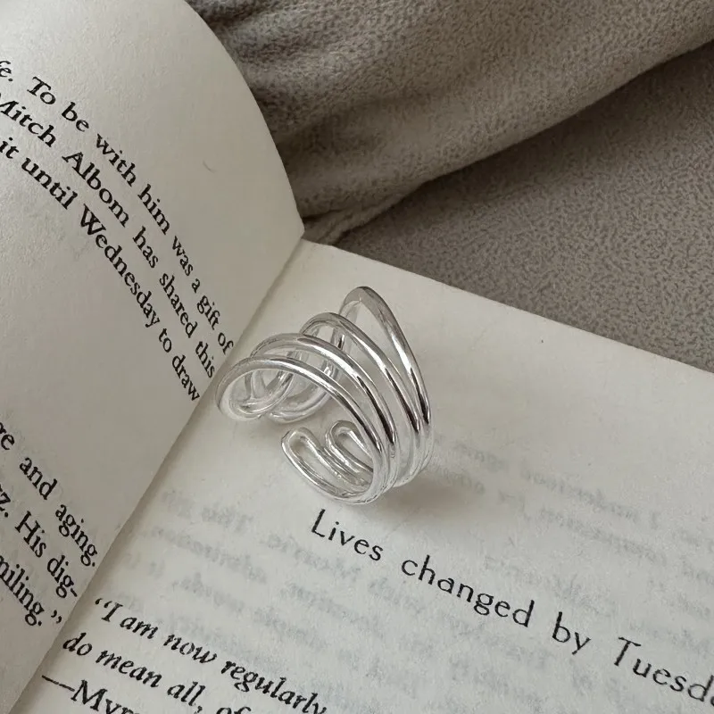 Factory Wholesale 925 Sterling Silver Multi-layer Chunky Finger Ring for Women Girls