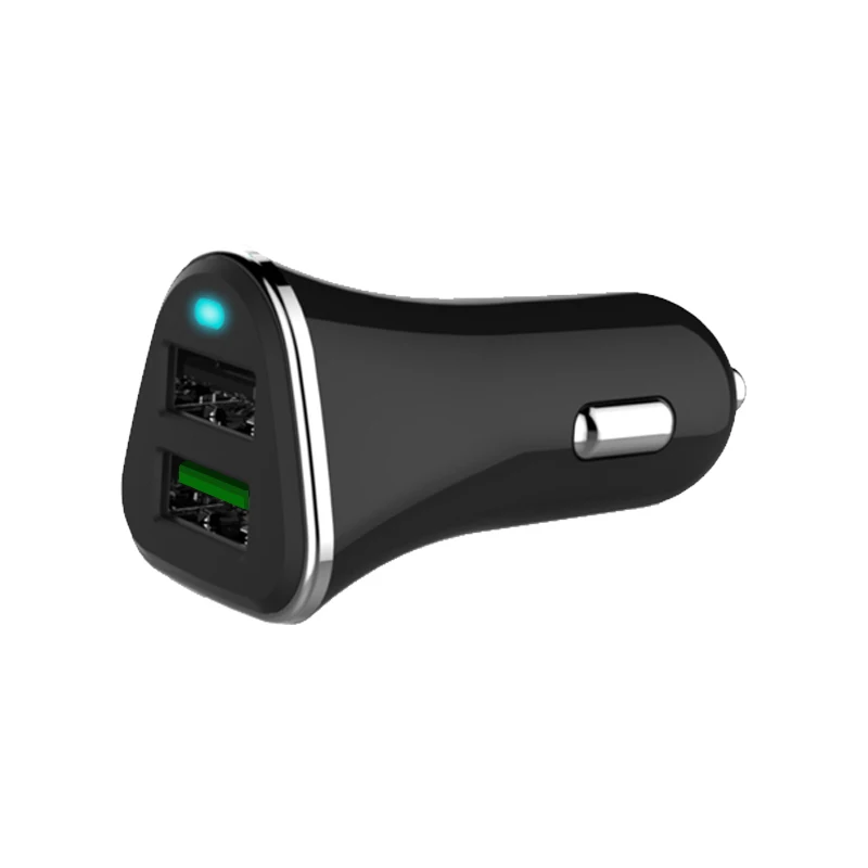 

QC3.0 6A Mobile Phone Fast Car Charger for smartphones Tablet 30W Dual USB Car Charger, Black white customized