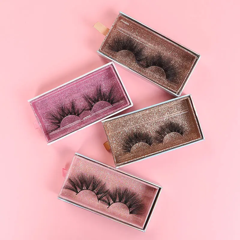 

fluffy 25mm full strip lashes3d wholesale vendor customized packaging box natural wispy 3d 100% real mink eyelash extensions