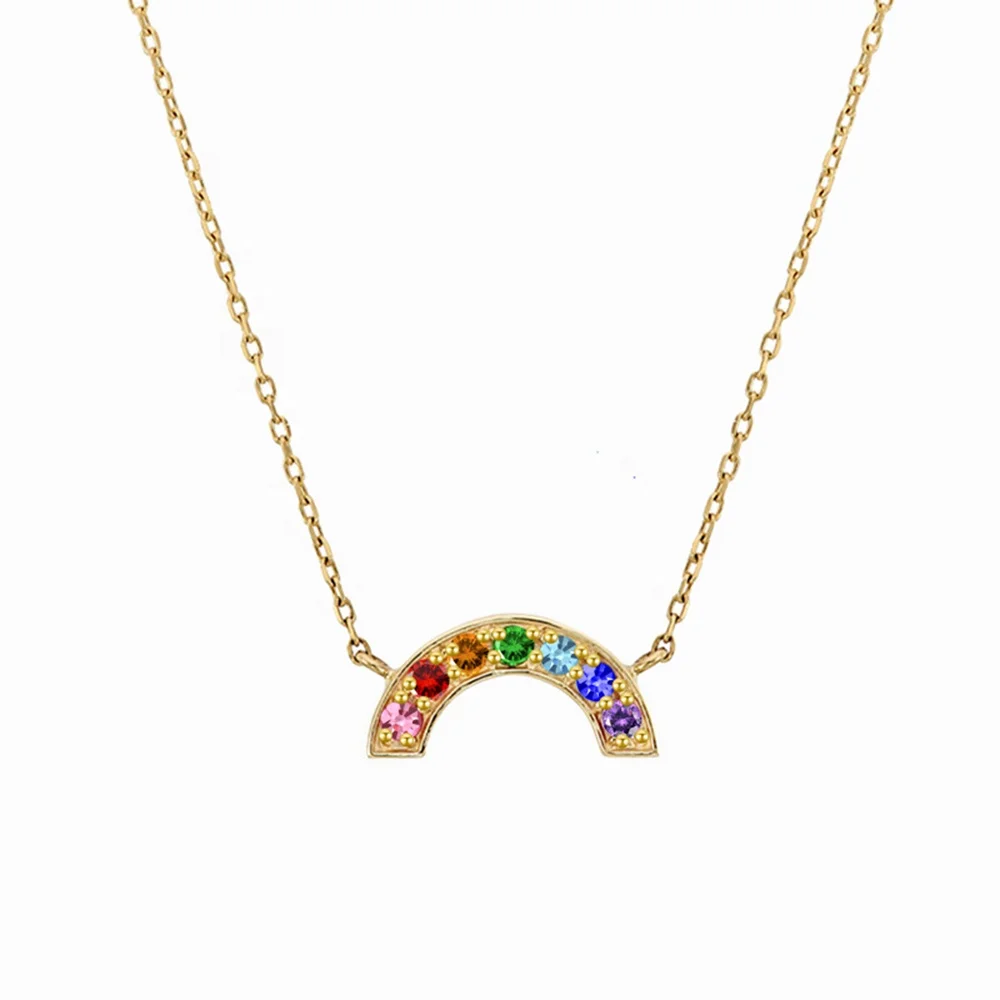 

Multicolor Zircon Jewelry 925 Silver Beautiful Irregular Pendant Necklace