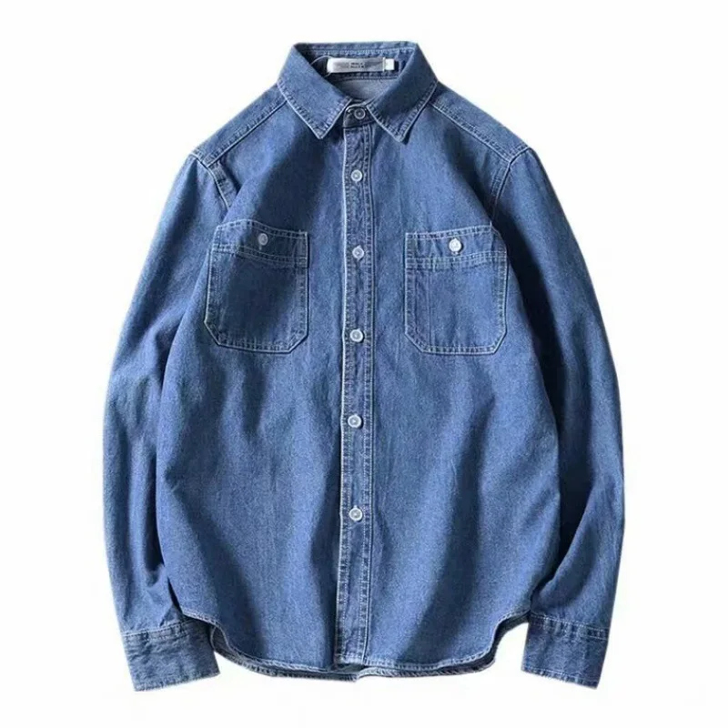 

Denim Jeans Shirt Men long sleeves casual cotton shirt for man