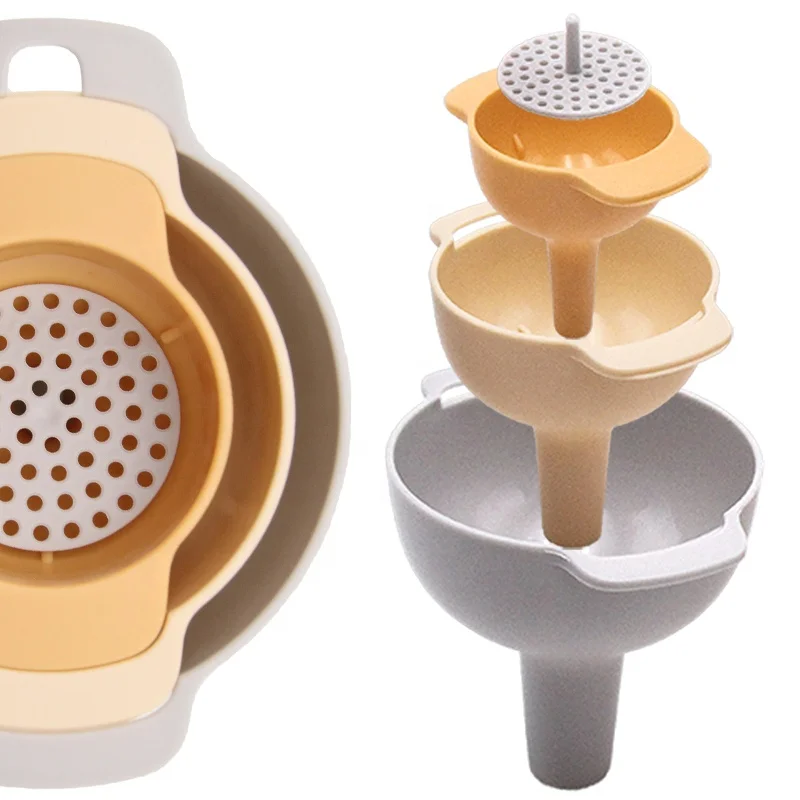 

4 in 1 Food level nested Kitchen plastic oil Funnel set of 4pcs with removable Filter for Injection and filtration funnel use, Colorful