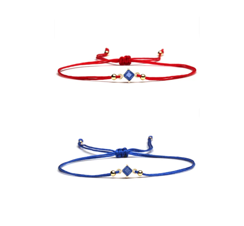 

Korean Dainty Gold Plated Cubic Zirconia Bracelet Simple Colorful Adjustable String Bracelet for Teen Girls, Red, black, pink, blue