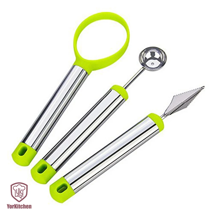 

Melon Baller Scoop set Stainless Steel Knife Fruit Scoop 3 Piece Set for Fruit Slicer Dig Pulp Separator