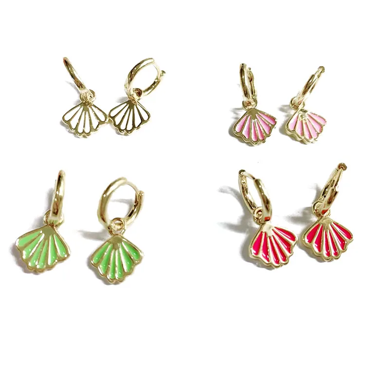 

EM1256 Fashion colored flower enamel charms hoops earring ear wear For Lady