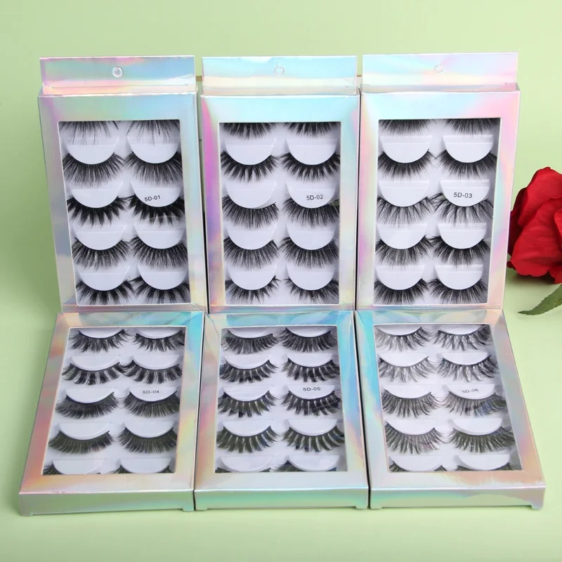 

5 Pairs Eyelash Custom Eyelash Box faux Mink Lashes Other Eyelashes, Black