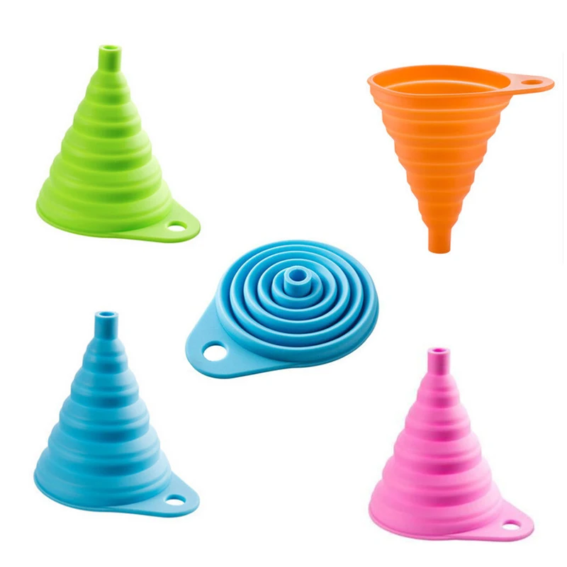 

Factory Wholesale Used To Filter Oil And water Collapsible Funnel, Cheap Factory Price Kitchenware Silicone Foldable Funnel