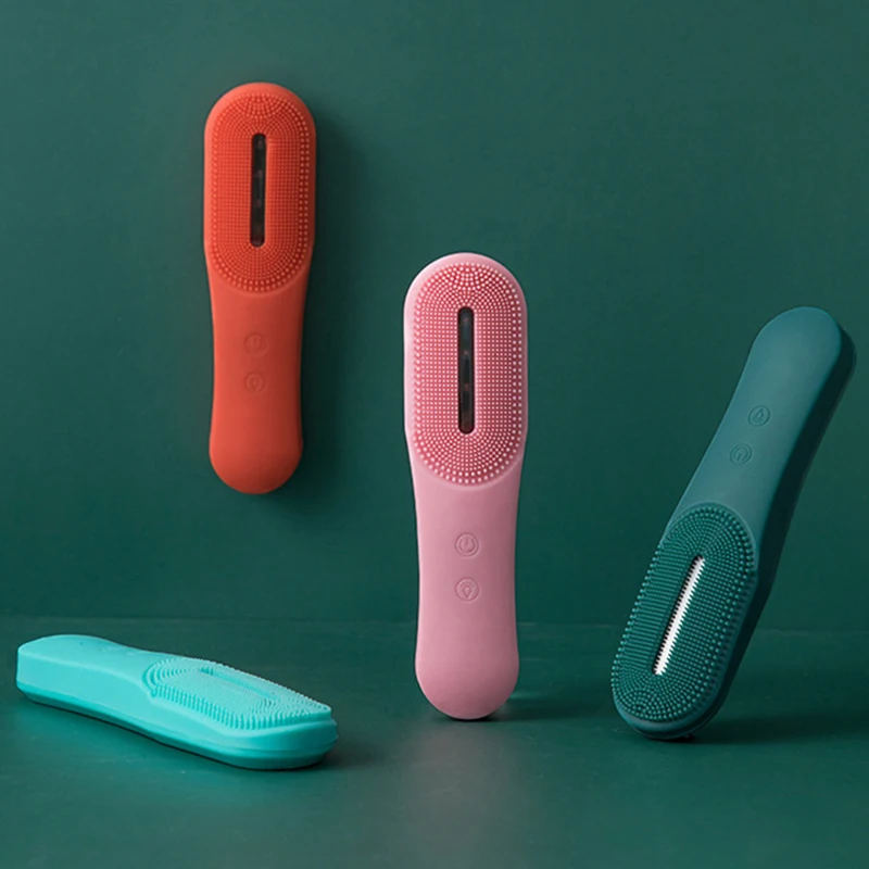 

2021 New LED Photon Silicone Facial Cleansing Brush Face Skin Deep Cleaning Whiten Face Brush, Red, pink , green ,blue