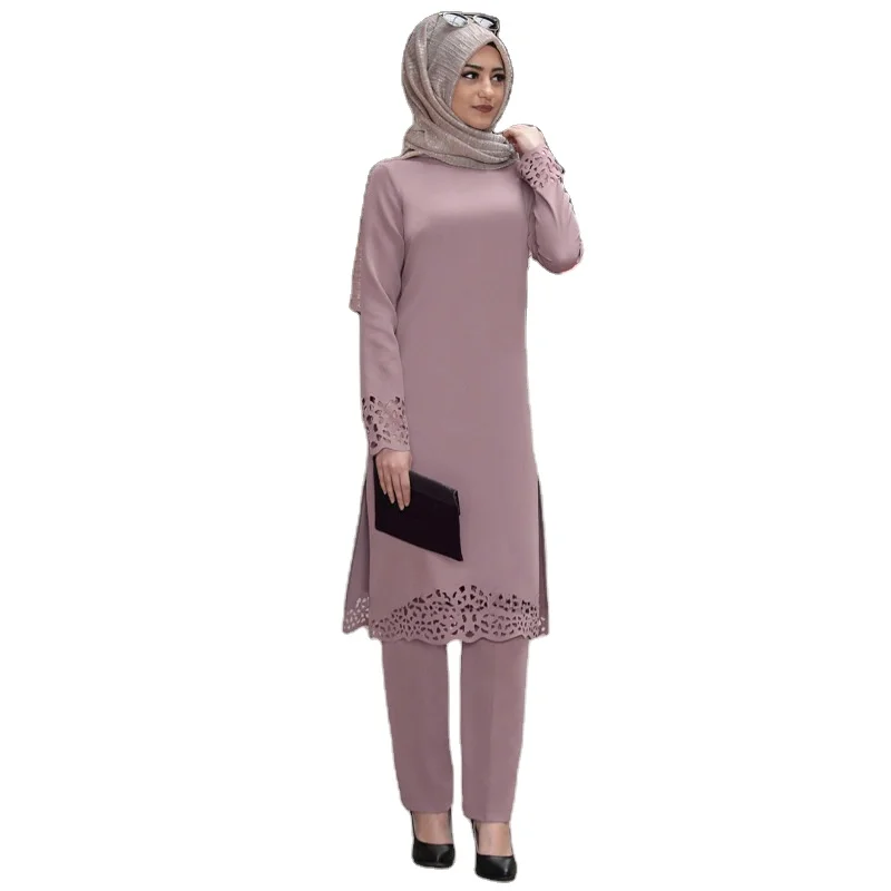 

NY-912301C Muslim Women's Suit Middle East Clothing Ladies Long Skirt Plus Size Fashion Two-piece Set, Khaki black red
