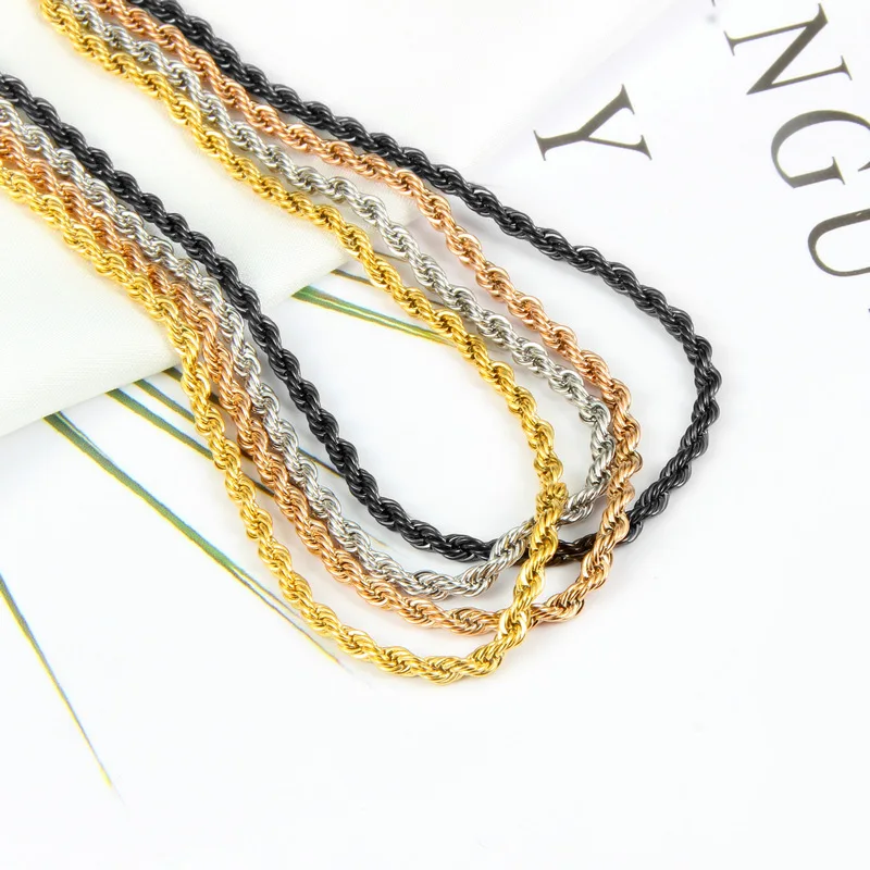 

2021 Sailing Jewelry Stainless Steel Chain for Necklace Hot Vacuum Plating Twisted Rope Chain Titanium Steel Twist Chain