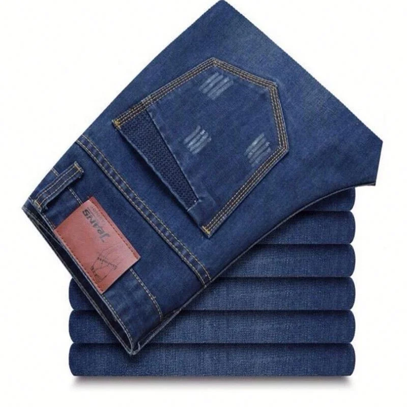 

Voogue New men's Business Solid color Jeans Spring Autumn Casual Fashion High Waist men's Pocket Straight pants, Customized color