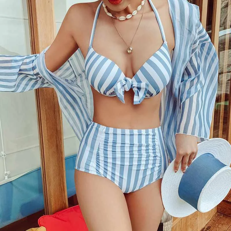 

Japanese And Korean Swimsuit Women Split Bikini High Waist Sexy Three-piece Bikini New Swimming Suit, Different colors and support to customized
