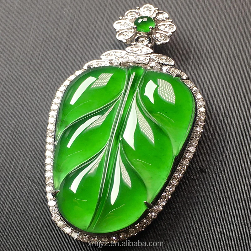 

18K Gold Diamond Pendant A Grade Jadeite Ruyi Guanyin White Gold Green Purple Jade Buddha Pendant Necklace