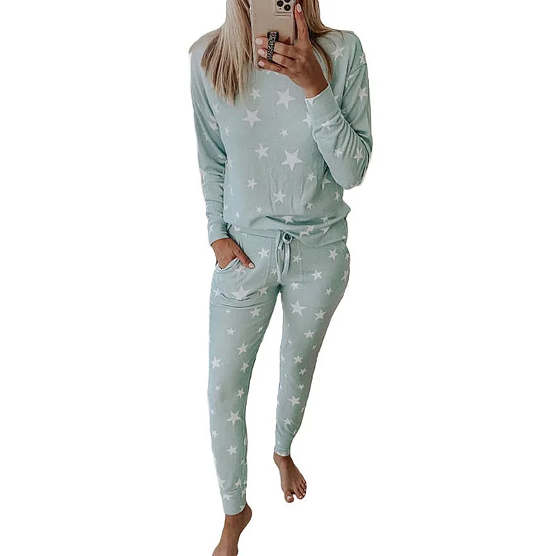 

Wholesale European and American Printing two-piece sets of household pajamas, Picture shows