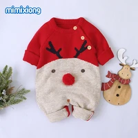 

factory directly sell baby girl and boy knit deer romper for Christmas