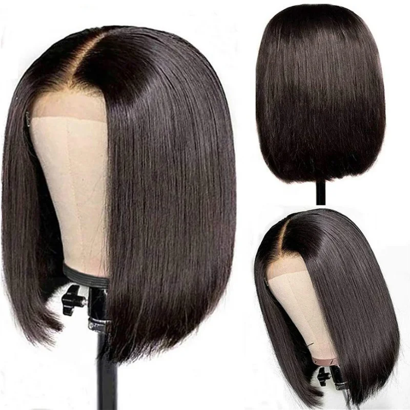 

Synthetic Wigs Natural Black Bob Wigs Short Straight Hair Wigs, Pics