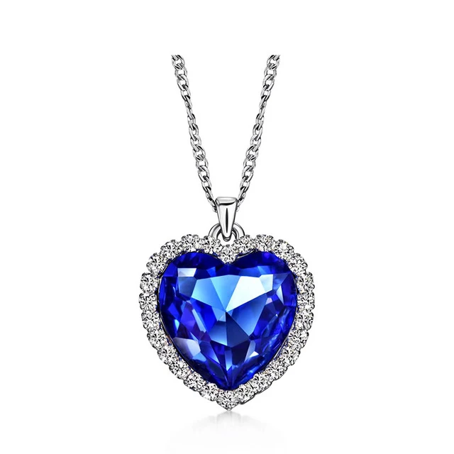 

Neoglory Top Selling Titanic Blue Heart Of Ocean Shaped Necklace Pendant Type Jewellery, Ocean blue