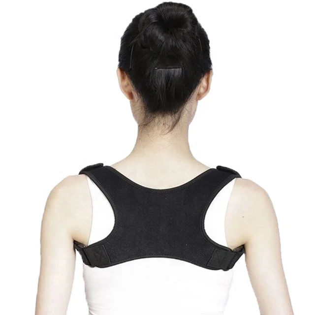 

Upper adjustable back brcae and shoulder back belt pain relief belt orthopedic posture corrector clavicle brace Support, Black