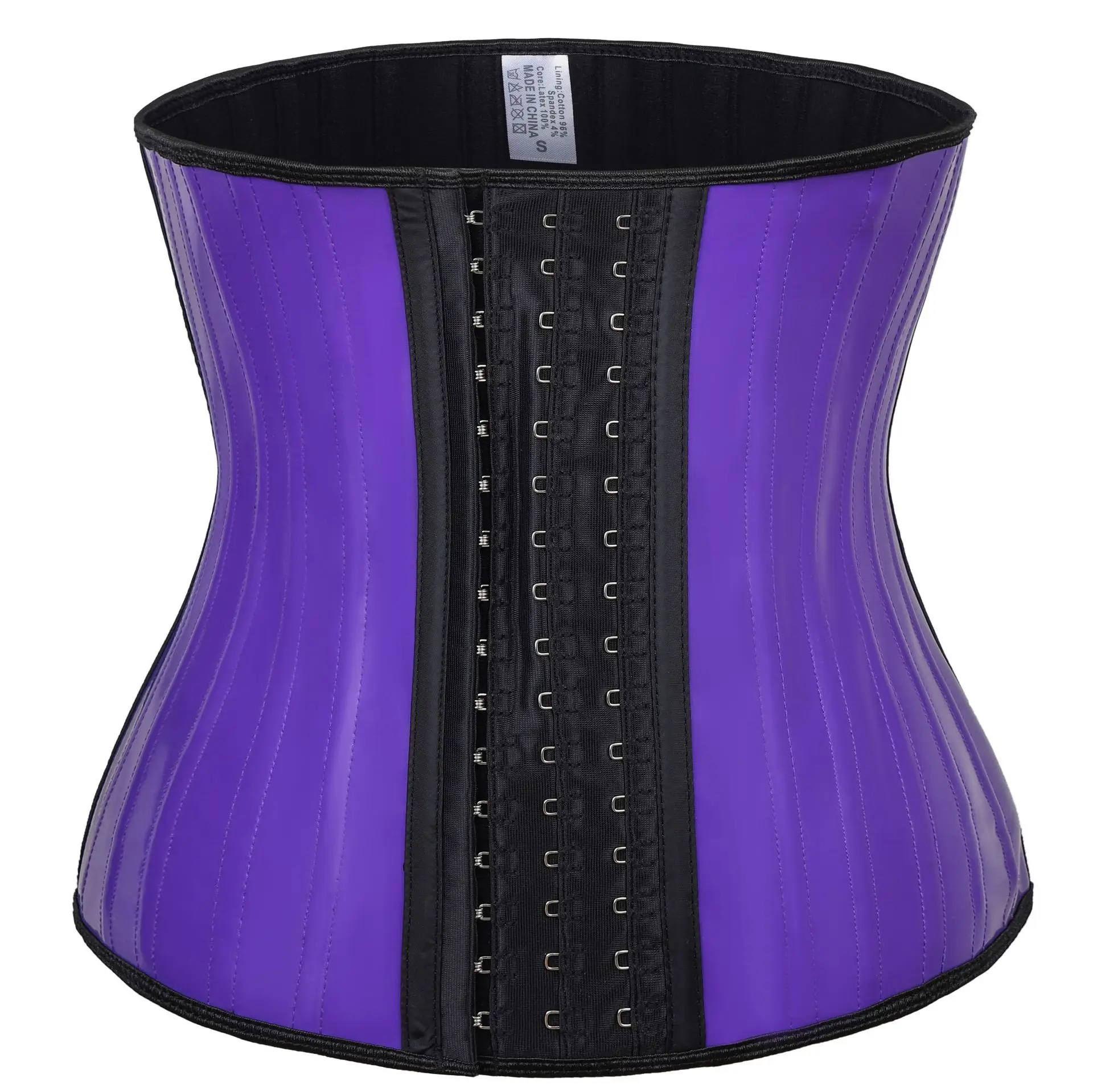 

Private Label Purple Waist Trimmer Corset Girdle for Women Lose Weight Shapewear Compression Workout 100% Latex Waist Trainer