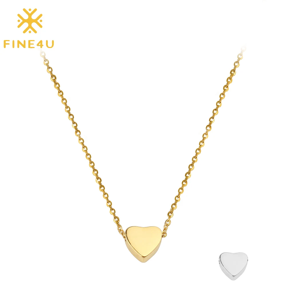 

F4U-N233 Gold plated acier inoxydable bijoux fashion stainless steel dainty women jewelry heart pendant necklace