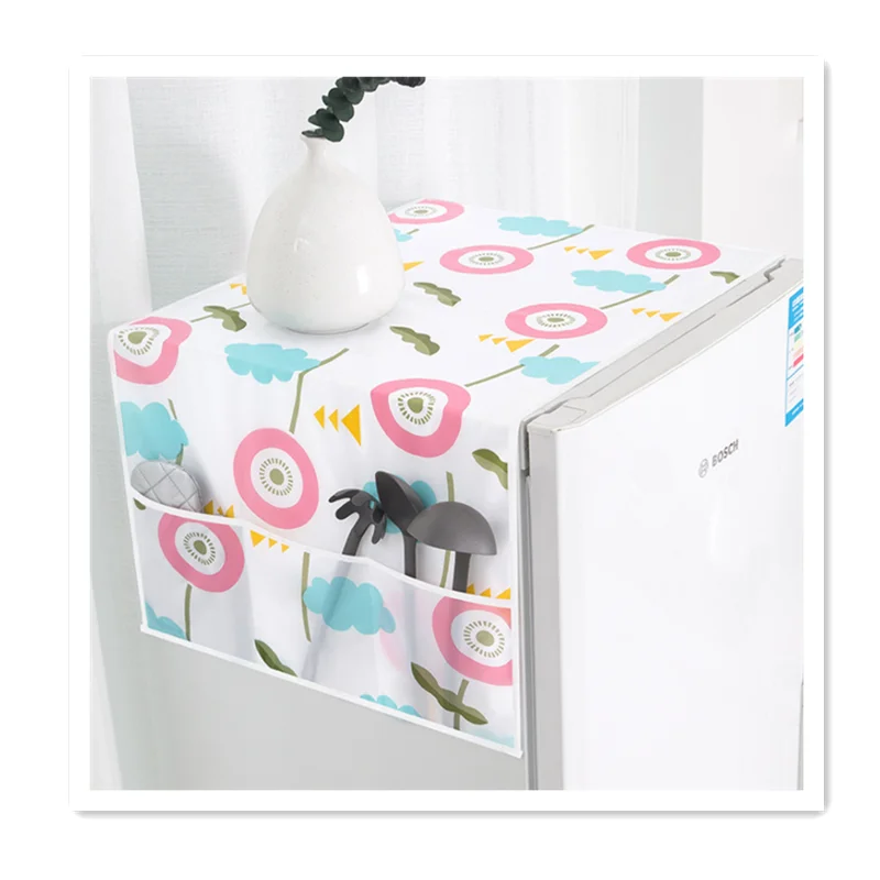

Hot selling Multifunction geometric floral refrigerator waterproof storage hanging bag fridge dust cover, Customized color