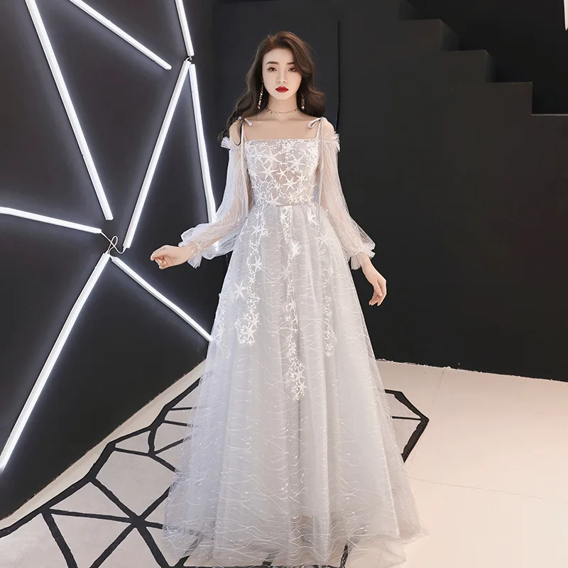 

White party lace long dress party dress, As shown