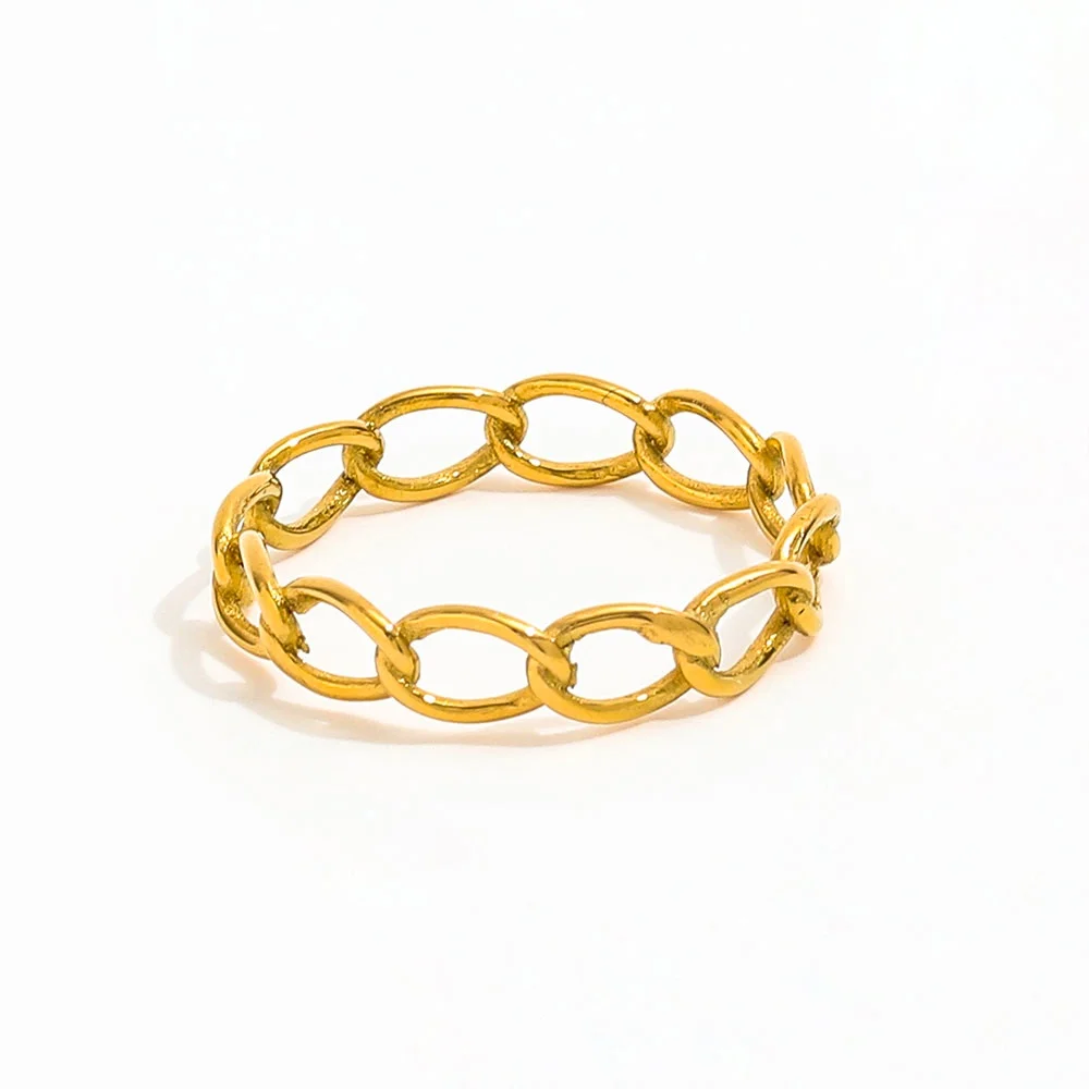 High End PVD Gold Plated Chain Rings Stainless Steel Rings for Women