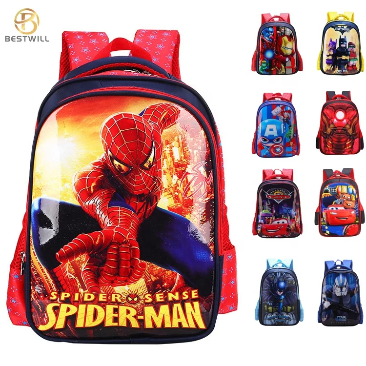 

BESTWILL Hot Sale Cartoon Schoolbags Boys Superhero Bookbags School Bags Backpack for Kids, As showed in picture or customized