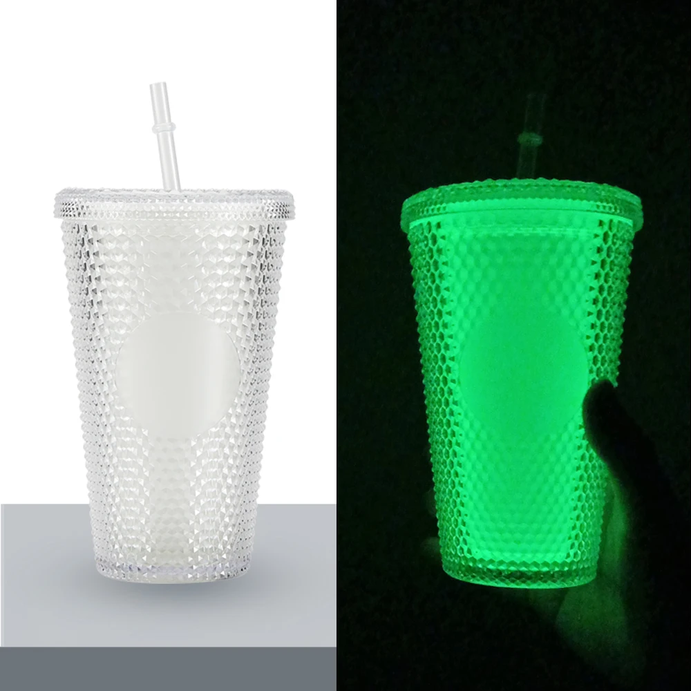 

OLERD 2021 Popular 24oz Studded Tumbler Double Wall Plastic Light Blue Purple Black Matte Studded Tumbler With Straw