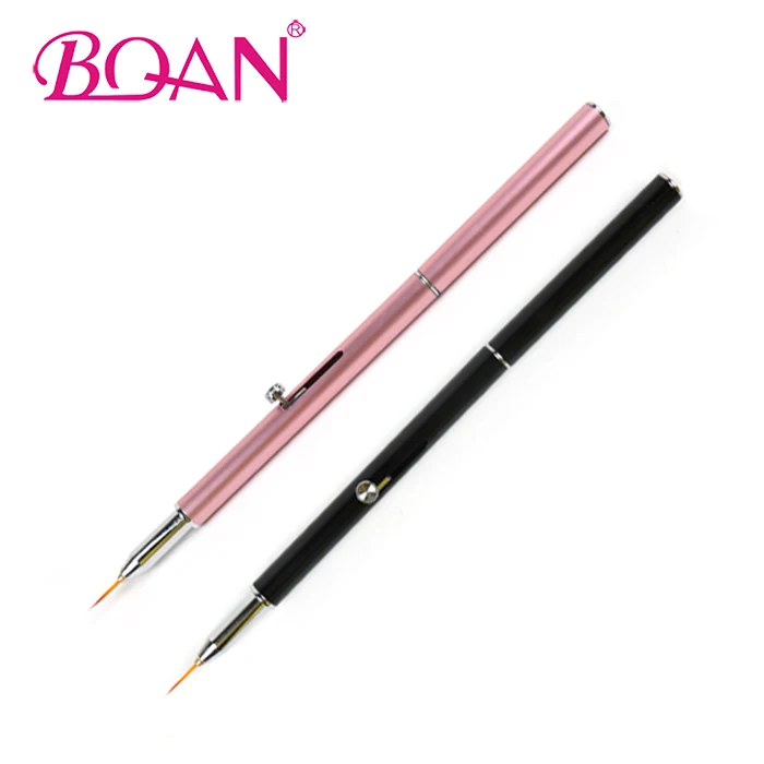 

BQAN Extendable Metal Handle Fine Thin Nail Art Drawing Pen Stripe Nail Art Liner Brush, Pink, black