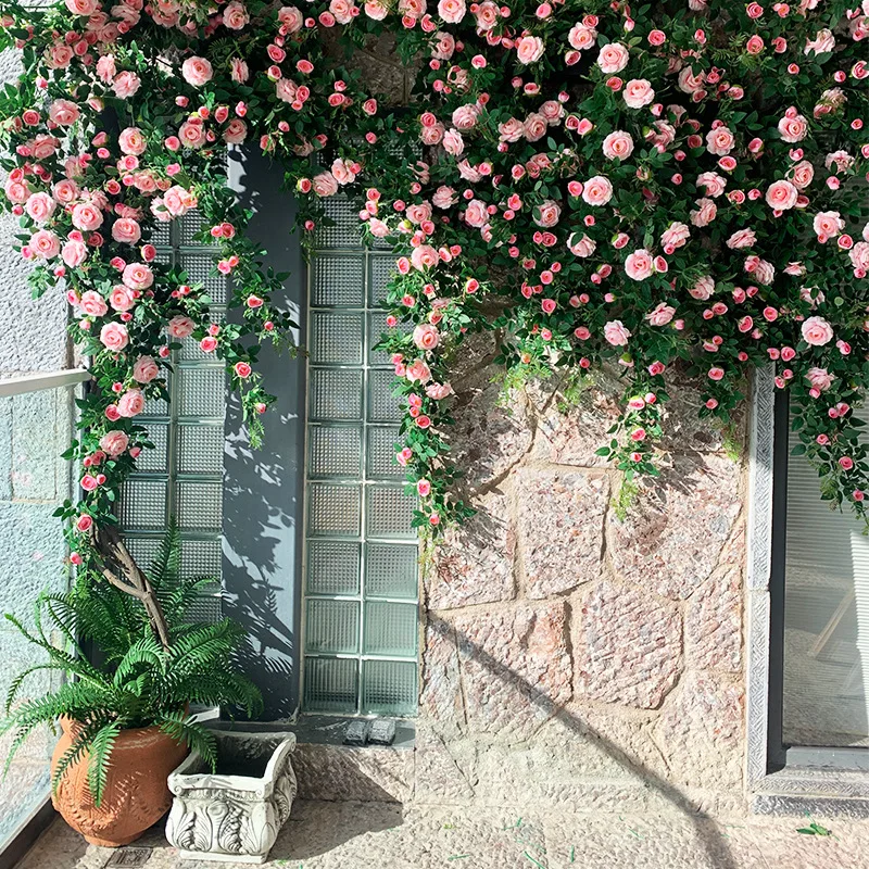 D224 Wholesale Price Artificial Flowers Tea Rose Rattan Artificial Flower Vine for Wedding Home Artificial Flower Vines