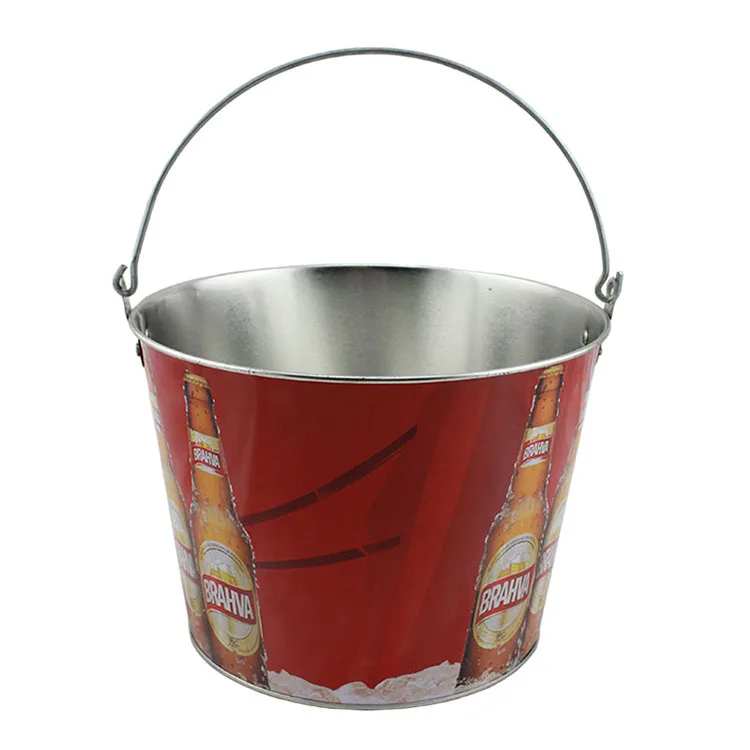 
Support Customized Logo Printing 0.23 mm Tinplate Beer Ice Bucket For Bar 