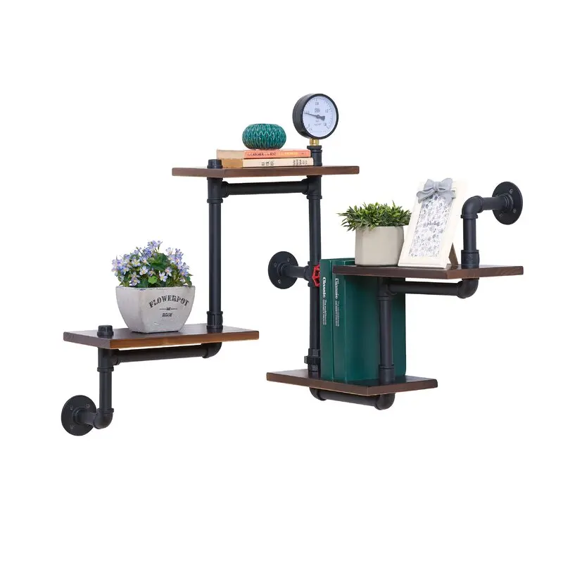 Fashionable Industrial 4tier Staggered Metal Pipe Floating Shelf Buy