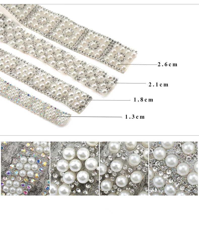 
1Yard ABS Round Pearl Beads Trim rhinestone Decoration Sewing Trim Crystal Hot Fix Rhinestone With Iron On Appliques For Dress 