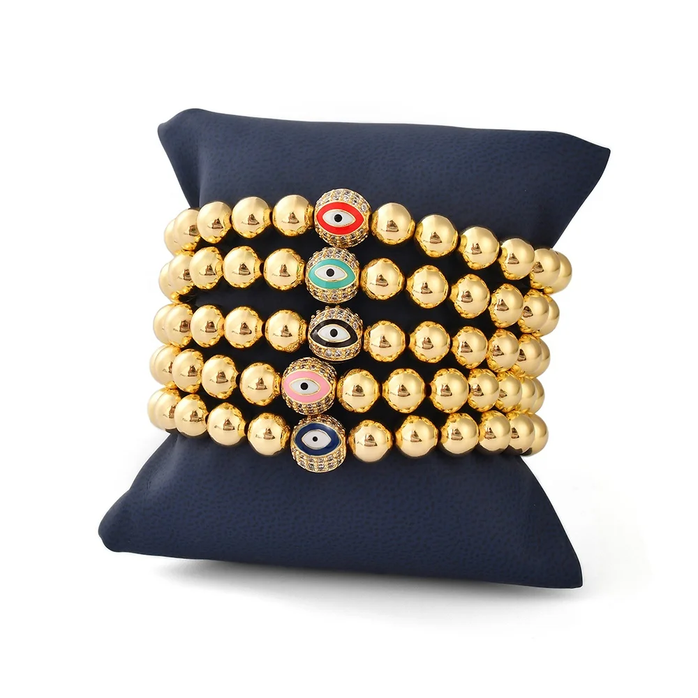 

F382 Factory Outlet Brass Jewelry Men's Bracelet Women's Bronze Zircon Eye Bracelet