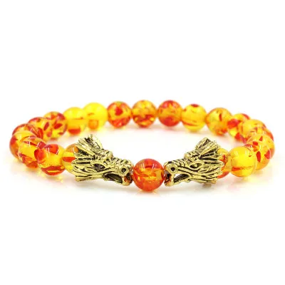 

HOVANCI Hot Selling Turquoise Lava Stone Beads Bracelet Agate Beads Dragon Head Elastic Bracelet