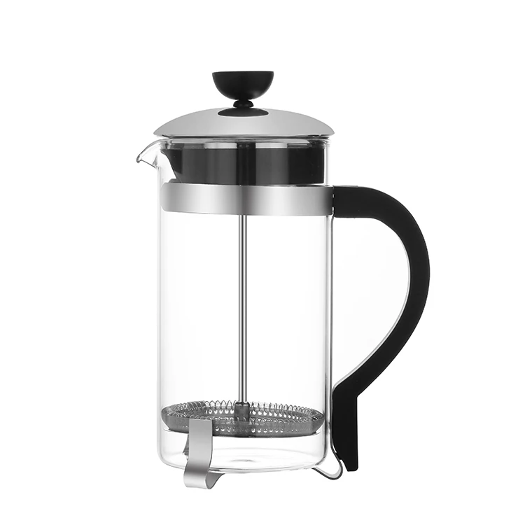 

1000ml Household Hand High Borosilicate Glass With Lild French Press Coffee Maker, Sliver